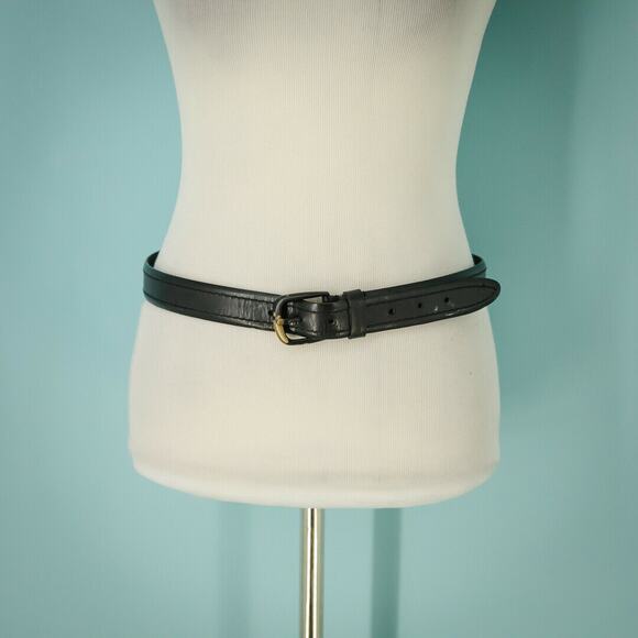 Bruno Magli Other - Bruno Magli Size 32 Black Leather Black Painted Rectangle Buckle Adjustable Belt